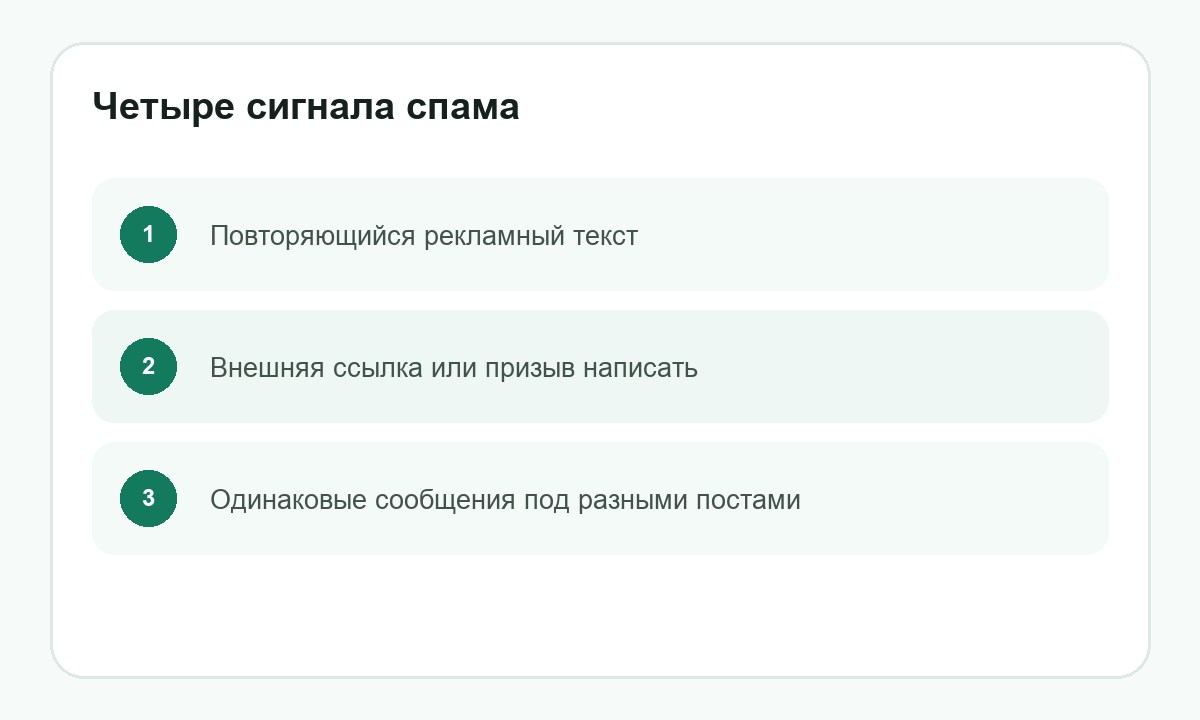 Четыре сигнала спама